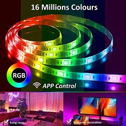 GSBLUNIE Smart WiFi LED Strip Lights,32.8ft RGB Color Changing Light Strips,LED Tape Lights with App Controlled,12V Power Supply,Sync to Music LEDs Lights for Bedroom,TV Backlight, Kitchen,Home