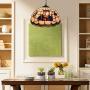CraftThink Pendant Lighting LED Chandelier Light Antique Tiffany Art 16''W Dome Shade Stained Glass with Poker Portrait 2 Lights Hanging Light for Dining Living Cafe Room Restaurant - TYP C