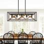 bgLight 5-Light Farmhouse Island Light, Rustic Linear Chandelier Metal Vintage Dining Room Hanging Lighting Fixtures for Dining Room, Kitchen Island