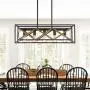bgLight 5-Light Farmhouse Island Light, Rustic Linear Chandelier Metal Vintage Dining Room Hanging Lighting Fixtures for Dining Room, Kitchen Island