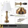Capslpad USB Table Lamps,18'' Bedside Table Lamp with Dual USB Ports Lamps Metal Base White Shade Nightstand Desk Lamps for Bedroom Guest Room Kids Room (Pull Chain Switch,Antique Brass)
