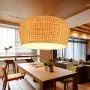 LITFAD LED Pendant Light Single Light Dome Shape Ceiling Light Rustic Rattan Pendant Lighting Modern Weave Ceiling Hanging Light for Dining Room Restaurant Living Room - 12''