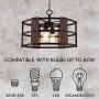 Kira Home Madera 17'' 4-Light Modern Farmhouse Chandelier + Wood and Metal Round Shade, 2 Wood Panel Styles (White Ash/Walnut), Textured Black Finish