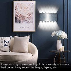 Bjour Modern Wall Sconce 24W Hardwired Wall Sconces Indoor LED Up Down Sconce Silver Brushed Wall Mounted Home Theater Wall Light for Bedroom Hallway Staircase Cool White, Not Dimmable