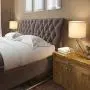 HAITRAL Gold Table Lamps Set of 2 - Minimalist Table Lamps, Modern Gold Lamp with Hollowed Out Base and White Fabric Shade, Small Nightstand Lamps for Living Room, Girls Room, Gifts - Gold