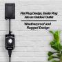 [2 Pack] BESTTEN Outdoor 24-Hour Timer, Block Heater Timer, Flat Plug, Grounded Outlet, 6-Inch Power Cord, Heavy Duty, Weatherproof, for Christmas Decoration, ETL Certified