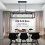BONLICHT Industrial Rustic Farmhouse Chandelier 5 Light Modern Rectangle Dining Room Light Fixture Hanging Oil Rubbed Bronze Kitchen Island Cage Pendant Lighting with Clear Glass Shade for Hallway Bar