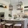 KSANA Farmhouse Chandelier, 5-Light Wood Drum Lantern Pendant Chandeliers for Dining Room, Bedroom, Kitchen Island, Foyer and Living Room