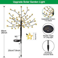 Fuzaws Solar Lights Outdoor, 2 Pack Star Solar Garden Lights with 110 Star, Waterproof Lights for Garden Patio Yard Pathway Decoration Merry Christmas (Warm White Star)