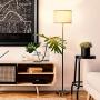 Brightech Emery - Mid Century Modern Floor Lamp for Bedroom Reading - Brighten Living Room Corners with A Free Standing Light - Tall Office Lighting with Drum Shade & Brass Finish