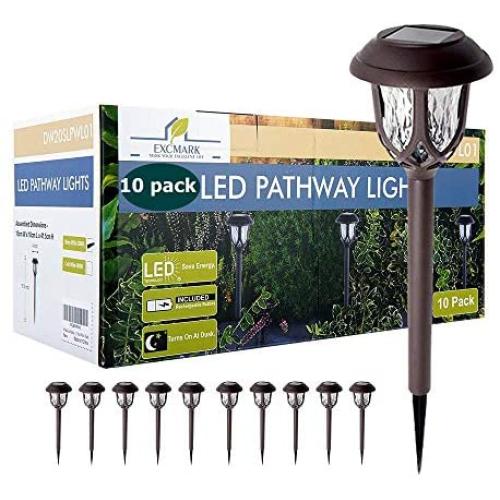 10 Pack Solar Lights Outdoor Decorative, Solar Pathway Lights Outdoor, Solar Powered Garden Yard Lights for Walkway Sidewalk Driveway. (Warm White 10 Pack)