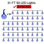 2 Pack Solar String Light Outdoor 31FT 50 LED Globe Solar Powered String Lights Waterproof 8 Modes Solar Patio Lights for Garden, Gazebo, Yard, Outdoor String Lights(Blue)