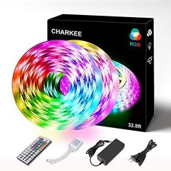 Led Strip Lights, Charkee 32.8ft 5050 Led Lights, 300leds Color Changing Kit with Remote, Led Rope Lights for Bedroom, Led Tape Light Kit for Indoor Outdoor Decoration