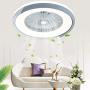 TFCFL Modern Ceiling Fan with Light, 23.5'' Semi Flush Mount Ceiling Fan with Remote Control 3 Speeds Hidden Blades Low Profile for Bedroom Dining Room (White & Gray)