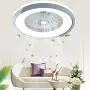 TFCFL Modern Ceiling Fan with Light, 23.5'' Semi Flush Mount Ceiling Fan with Remote Control 3 Speeds Hidden Blades Low Profile for Bedroom Dining Room (White & Gray)