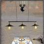 MorNon Three-Light Rustic Pulley Pendant Light Adjustable Height Industrial Ceiling Hanging Light Indoor Edison Island Lamp for Dining Living Room Kitchen Hallway Foyer Farmhouse, Three Light