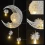Modern Hanging Light Fixture, Beautiful LED Moon Star Ceiling Pendant Lighting for Kids Children Bedroom, Chandelier Light Fixture for Dining Room Bedroom Living Room Home Decoration-Warm White