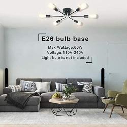 Lampundit 6-Light Flush Mount Industrial Ceiling Light, Matte Black Finish, Modern Ceiling Lamp for Dining Room, Bedroom, Cafe, Bar, Corridor, Hallway, Entryway, Passway