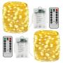 BINZET Fairy Lights Battery Operated - 33Ft 100LED Sliver Wire String Lights Waterproof 8 Modes LED Lighting String with Remote Control for Christmas Wedding Party Home DIY Decor, Warm White 2 Pack