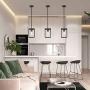 VINLUZ 1 Light Farmhouse Pendant Lighting Black Cage Chandelier Glass Shade Contemporary Modern Kitchen Island Lights Fixtures Ceiling Hanging Dining Room Living Room
