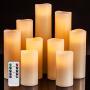 Enpornk Flameless Candles Battery Operated Candles 4'' 5'' 6'' 7'' 8'' 9'' Set of 9 Ivory Real Wax Pillar LED Candles with 10-Key Remote and Cycling 24 Hours Timer