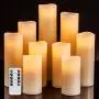 Enpornk Flameless Candles Battery Operated Candles 4'' 5'' 6'' 7'' 8'' 9'' Set of 9 Ivory Real Wax Pillar LED Candles with 10-Key Remote and Cycling 24 Hours Timer