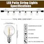 Brillihood 50Ft LED Patio Lights G40 Globe String Lights - Shatterproof, Warm White, Indoor Outdoor Christmas String Lights for Garden Patio Wedding Xmas Party Bistro Pergola Yard Decor (50+2 Bulbs)