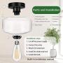 [2 Pack] Industrial Semi Flush Mount Ceiling Light,Farmhouse Light Fixture with E26 Base Clear Glass Pendant Lamp Shade, Ceiling Light Fixture for Hallway, Entry, Porch, Kitchen, Bedroom, Bar, Hotel