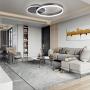 Modern Ceiling Lamp Dimmable LED Flush Mount Ceiling Light Brushed Aluminum 2 Rings Ceiling Light Fixture for Living Room Dining Room Kids Room (Coffee)