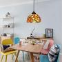 LITFAD Elegant Tiffany Style Pendant Light with Oversize Sunflower Pattern One-Light LED Ceiling Hanging Light Pendant Lamp for Kitchen Island Dining Room Restaurant - C