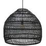 XIAOXY Handwoven Bamboo Rattan Wicker Lantern Chandeliers Retro Industrial Bedroom Bedside E27 Lighting Pendant Lamp (Color : Black)