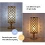 HAITRAL Crystal Table Lamp Set of 2 - Elegant Decorative Bedside Lamp Set with Clear Crystal Beads Lampshade, Gold Nightstand Lamps for Bedroom, Living Room, Girls Room, Guest Room (HT-TH132-16X2)