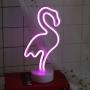 Flamingo Neon Sign Night Light Lamp with Holder Base Decorative Marquee Signs Light Battery Operated Wall Decoration for Living Room Bedroom Christmas Party Supplies Kids Toys Birthday Gifts
