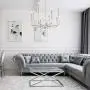 Wellmet 8-Light Modern Chandelier for Dining, Living Room, Bedroom and Kitchen Island Lighting, Contemporary Champagne Silver Hanging Pendant Ceiling Lights Fixture,26 inches Dia