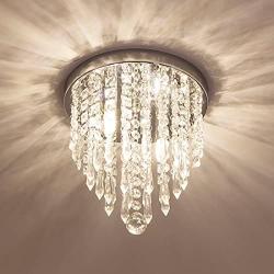 lifeholder Mini Chandelier, Crystal Chandelier Lighting, 2 Lights, Flush Mount Ceiling Light, H10.4 x W8.66 Modern Chandelier Lighting Fixture for Bedroom, Hallway, Bar, Kitchen, Bathroom