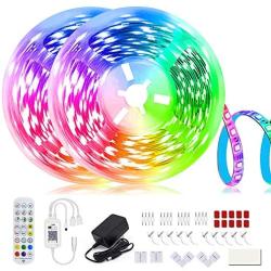 UMORNING Smart LED Strip Lights, 32.8ft RGB Color Changing Light Strips Work with Android iOS Alexa and Google Home, App Remote, Music Sync SMD 5050 Tape Light for Bedroom, Home, Kitchen, TV and Party