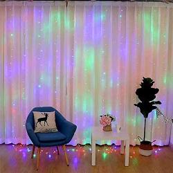 TURNMEON 300 Led Curtain String Light Bedroom Decoration, 10 Ft Usb Fairy Lights Waterproof 8 Light Modes Remote Control Holiday Decorations Home Bedroom Wall Outdoor Indoor (Multicolor)