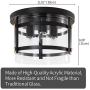 Semi Flush Mount Ceiling Light Fixture, Farmhouse 3-Light Hallway Light Fixtures Ceiling Lighting with Acrylic Material for Kitchen Bedroom, Matte Black