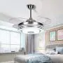 Drum Ceiling Fan, 42 Inch Bluetooth Ceiling Fans with Lights Remote Control, Retractable Chandelier Fan Lighting with Music Speaker Colorful Fixture for Living Room Dining Room Light Fixture with Fan