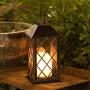 Homeimpro Solar Lantern Hanging Garden Outdoor Lights Flickering Flameless Candle Waterproof LED Lamp for Table Patio Lawn (Bronze)
