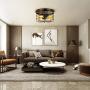 Industrial Semi Flush Mount Ceiling Light, E26 Vintage Metal Cage Ceiling Light Fixture 2Lights for Bedroom, Kitchen, Dining Room, Living Room, Hallway,