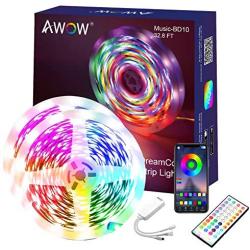 AWOW 32.8ft Dreamcolor Led Strip Lights Waterproof 5050 LEDs Color Changing Strip Lights Sync to Music for Room, Kitchen, Party (3 Ways Control)