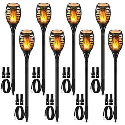 Torch Lights LUYE Wired Mini Flickering Flames Torches Lights Outdoor 12V 24V Low Voltage Torch Lighting with Fastlock Connector IP65 Waterproof Landscape Decoration Lighting for Yard Patio 8 Pack