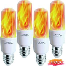 Flickering LED Flame Light Bulbs E26 LED Bulb with Gravity Sensor Flame Night Bulb for Home Hotel Bar Party Decoration - 4 Pack