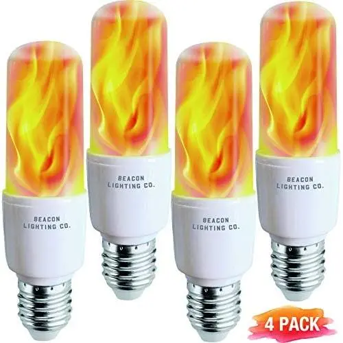 Flickering LED Flame Light Bulbs E26 LED Bulb with Gravity Sensor Flame Night Bulb for Home Hotel Bar Party Decoration - 4 Pack