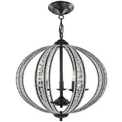 DINGGU 5 Lights Antique Black Iron Chandelier for Living Room Bedroom Dinner Room W21.5''XH20.5''