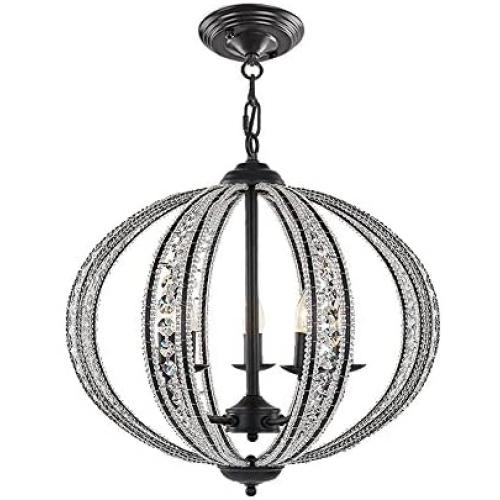 DINGGU 5 Lights Antique Black Iron Chandelier for Living Room Bedroom Dinner Room W21.5''XH20.5''