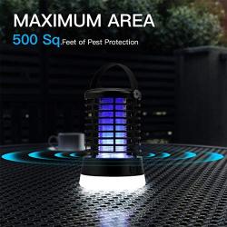 Bug Zapper Electric Mosquito Killer Insect Fly Trap Mosquito Attractant Trap Control with Camping Lamp for Indoor Outdoor Backyard Patio Camping Cordless and Hangable