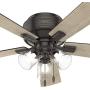 HUNTER 54208 Crestfield Indoor Low Profile Ceiling Fan with LED Light and Pull Chain Control, 52'', Noble Bronze