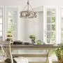 KSANA Farmhouse Chandelier, Wood Drum Chandeliers for Dining Rooms, Living Room, Hand-Painted White Finish, W19.5” X H21”